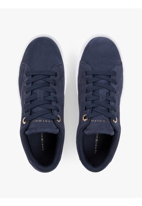 Tenis Azul Marino De Ante Con Logo Metalizado Tommy Hilfiger