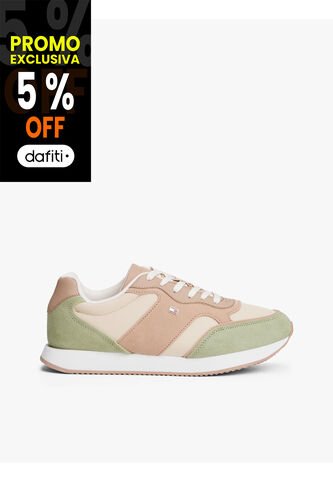Tenis Verde De Ante Con Monograma TH Tommy Hilfiger Tommy Hilfiger
