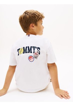 Camiseta Blanca Gráfica Con Estampado Para Niños Tommy Hilfiger