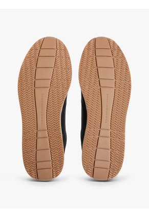 Tenis Negro De Cuero Con Logo En Bajo Relieve Tommy Hilfiger