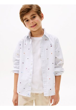 Camisa All Over Flag De Manga Larga Para Niño Tommy Hilfiger