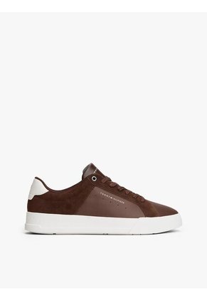 Tenis Marrón De Tenis En Cuero Texturizada Tommy Hilfiger
