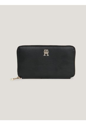 Billetera Negra Iconic Grande Con Cremallera Tommy Hilfiger