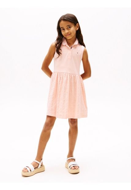 Vestido Rosa Tipo Polo Con Diseño Calado Tommy Hilfiger