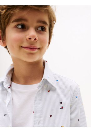 Camisa All Over Flag De Manga Larga Para Niño Tommy Hilfiger