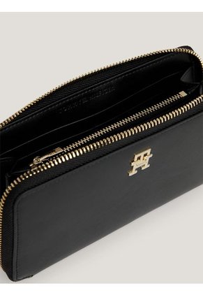 Billetera Negra Iconic Grande Con Cremallera Tommy Hilfiger