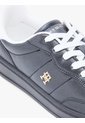Tenis Negro De Cuero Con Monograma Metalizado Tommy Hilfiger de Tommy Hilfiger