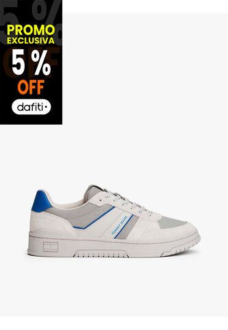 Tenis Gris De Ante Con Mezcla De Texturas Tommy Hilfiger Tommy Hilfiger