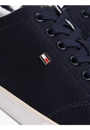 Tenis Azul Marino De Diseño Bajo En Lona Tommy Hilfiger
