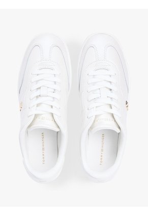 Tenis Blanco De Cuero Con Monograma Metalizado Tommy Hilfiger