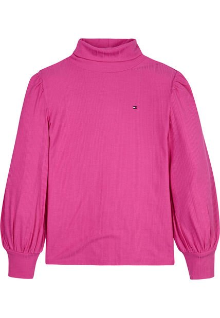 Camiseta Rosa Con Cuello Alto Para Niña Tommy Hilfiger