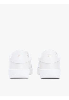 Tenis Blanco De Cuero Con Monograma Metalizado Tommy Hilfiger