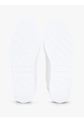 Tenis Blanco De Cuero Con Monograma Metalizado Tommy Hilfiger
