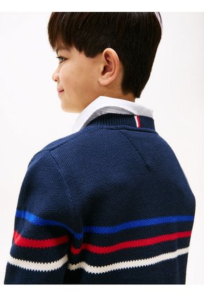 Saco Azul Tejido De Rayas Texturizadas Tommy Hilfiger