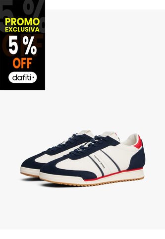 Tenis Negro Retro Con Cuero Tommy Hilfiger Tommy Hilfiger