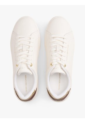 Tenis Blanco De Cuero Con Insignia Del Logo Tommy Hilfiger
