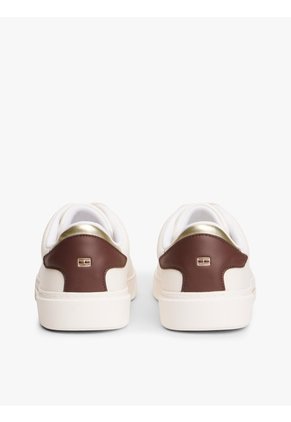 Tenis Blanco De Cuero Con Insignia Del Logo Tommy Hilfiger