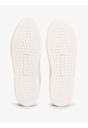 Tenis Blanco De Cuero Con Insignia Del Logo Tommy Hilfiger