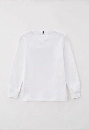 Camiseta Blanca Manga Larga Con Logo Gráfico Tommy Hilfiger