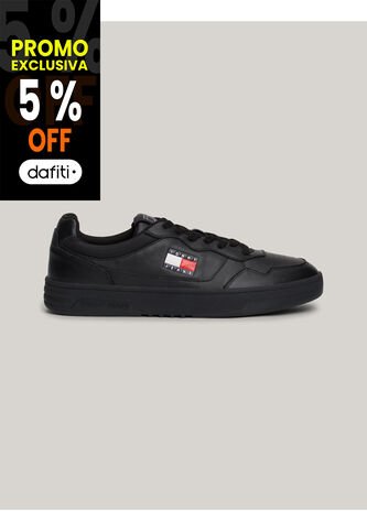 Tenis Negro De Cuero Color Block Tommy Hilfiger Tommy Hilfiger