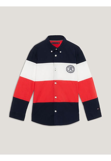 Camisa Manga Larga Colorblock Para Niños Tommy Hilfiger