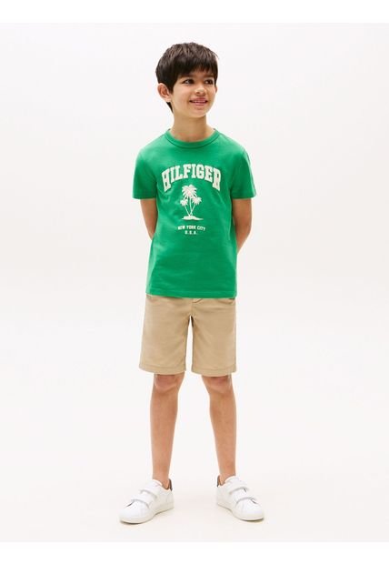 Camiseta Verde Con Logo De Palmeras Tommy Hilfiger