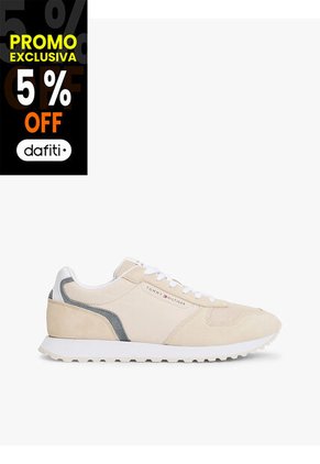 Tenis Beige De Ante Con Suela Dentada Tommy Hilfiger