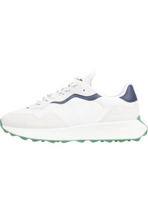Tenis De Running Color Block Dentadas Hombre Blanco Tommy Hilfiger