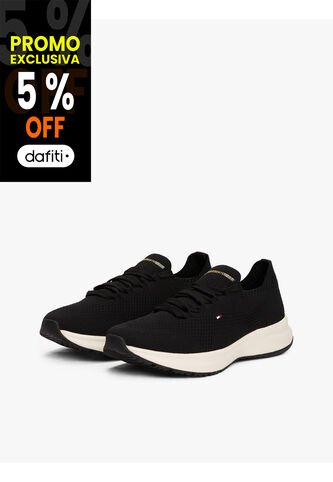 Tenis Negro De Punto Con Logo Bordado Tommy Hilfiger Tommy Hilfiger