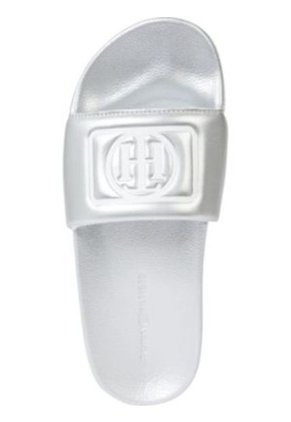 Sandalias Con Monograma En Bajo Relieve Mujer Gris Tommy Hilfiger