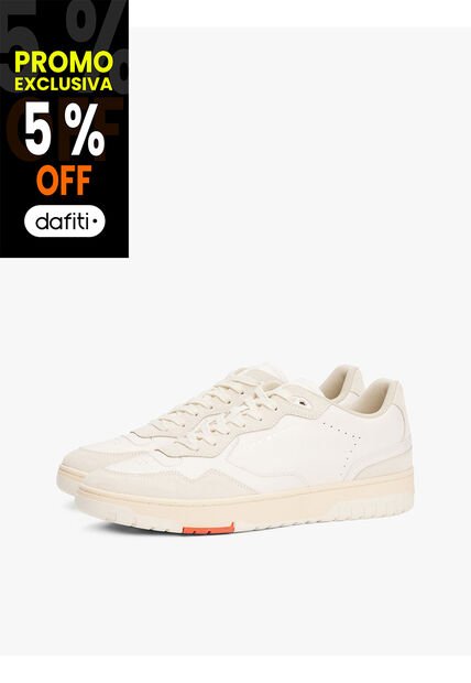 Tenis Blanco De Cuero Con Logo Tommy Hilfiger