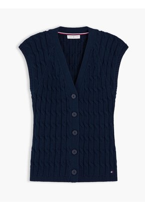 Cárdigan Multicolor De Punto Trenzado Y Manga Casquillo Tommy Hilfiger