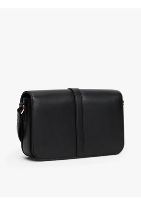 Bolso Negro Cruzado Con Solapa Y Monograma TH Tommy Hilfiger