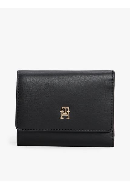 Billetera Negra Trifold Con Monograma TH Tommy Hilfiger