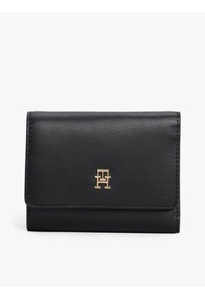 Billetera Negra Trifold Con Monograma TH Tommy Hilfiger