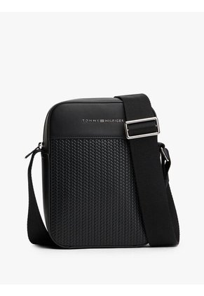 Bolso Negro Mini Reporter Con Textura Trenzada Tommy Hilfiger