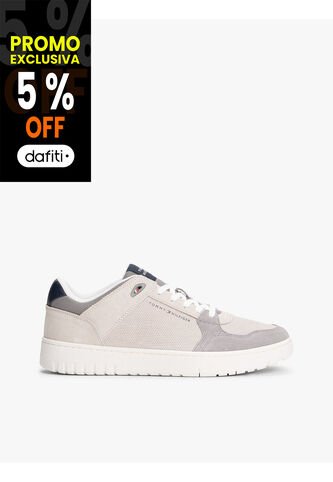 Tenis Gris De Ante Con Mezcla De Texturas Tommy Hilfiger Tommy Hilfiger