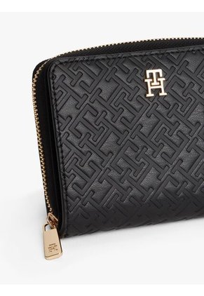Billetera Negra Con Monograma TH Y Cremallera Tommy Hilfiger