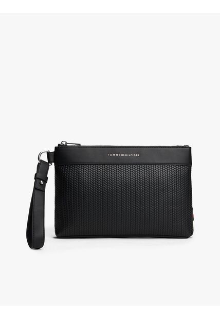 Bolso Negro De Mano Tejido Con Logo Metálico Tommy Hilfiger