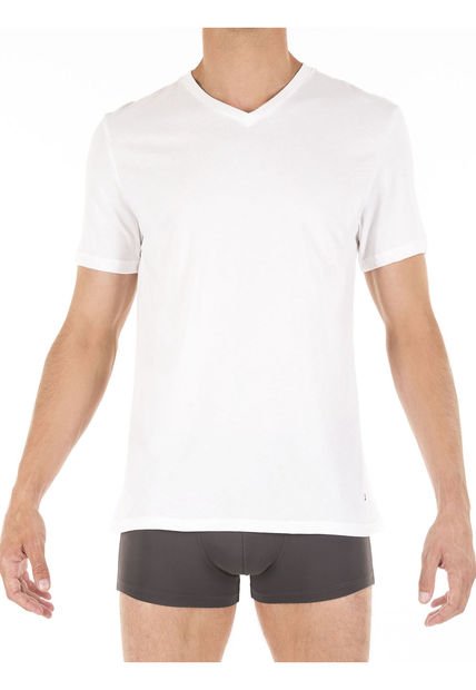 Pack De 3 Camiseta Blanca Cuello V De Hombre Tommy Hilfiger