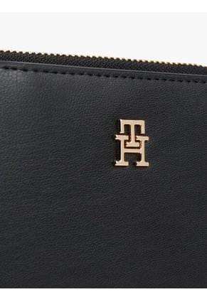 Billetera Negra De Solapa Con Monograma TH Tommy Hilfiger