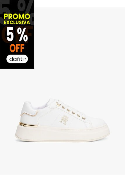 Tenis Blanco De Corte Bajo Con Suela De Goma Vulcanizada Tommy Hilfiger