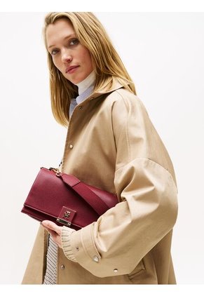 Bolso Rojo Cruzado De Cuero Granulado Tommy Hilfiger