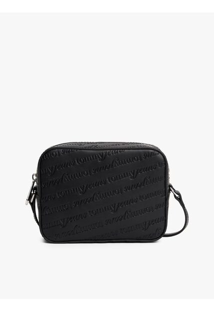 Bolso Negro Cruzado Con Logo En Bajo Relieve Tommy Hilfiger