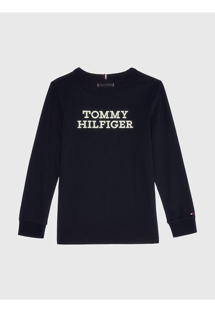 Camiseta De Manga Larga Con Logo Niño Azul Tommy Hilfiger