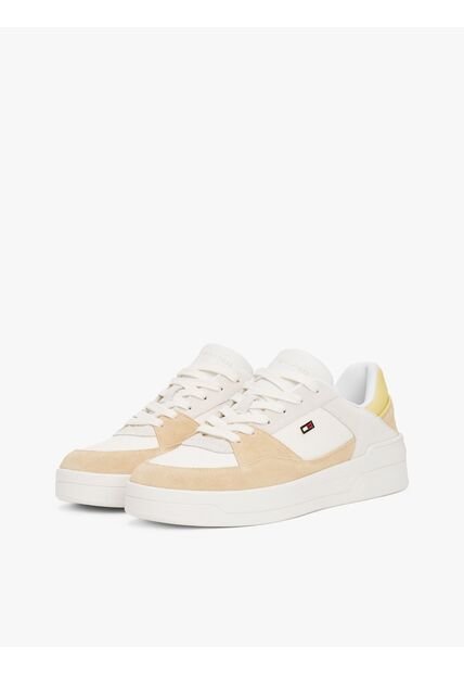 Tenis Blanco De Baloncesto Con Texturas Mixtas Tommy Hilfiger