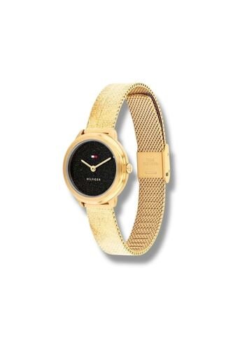 Reloj Demi Con Brazalete Dorado Y Esfera Negra Tommy Hilfiger