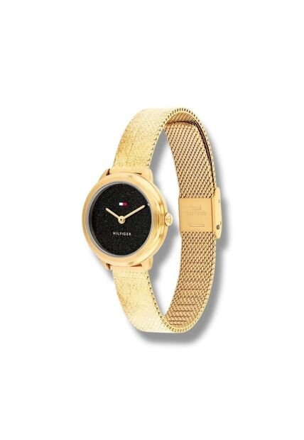 Reloj Demi Con Brazalete Dorado Y Esfera Negra