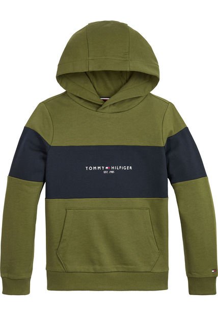 Saco Essential Color Block Con Logo Niño Verde Tommy Hilfiger