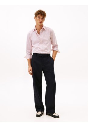 Camisa Roja De Popelín De Corte Regular Tommy Hilfiger